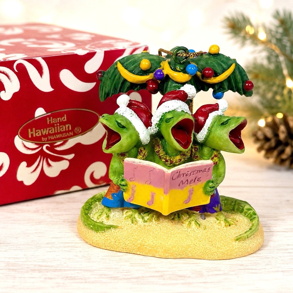 Island Heritage Geck the Halls Christmas Ornament 2012 Hawaiian Geckos Singing